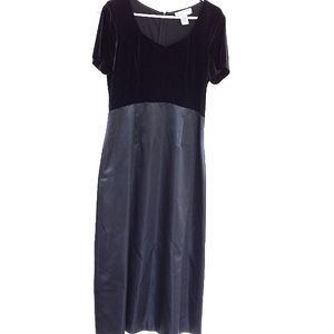 PAPELL BLACK SATIN & VELVET maxi EVENING FORMAL DRESS SZ 12P